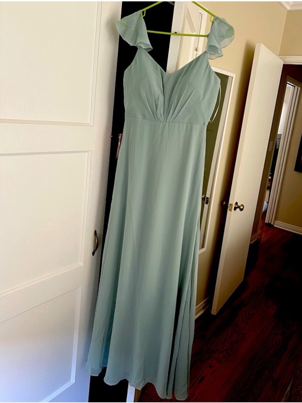 Birdy Grey Mint Green Ruffle Strap Maxi Dress